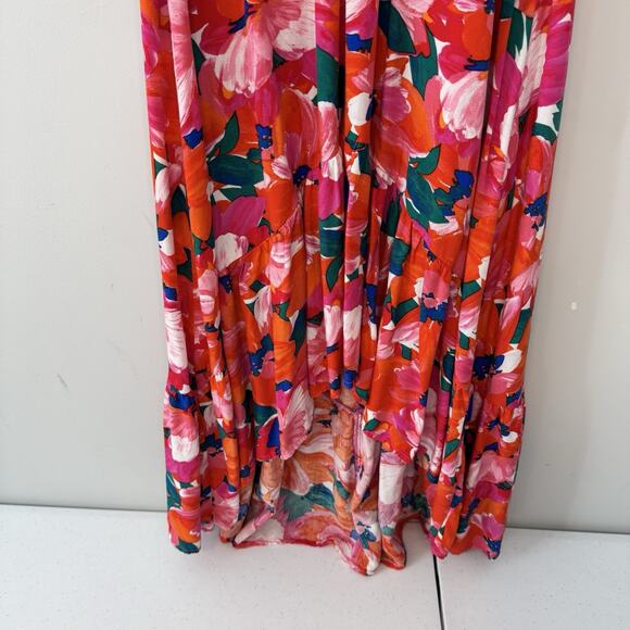 Anthropologie Abel The Label High Low Dress Women's Medium Floral Pink Tropical - Picture 4 of 14